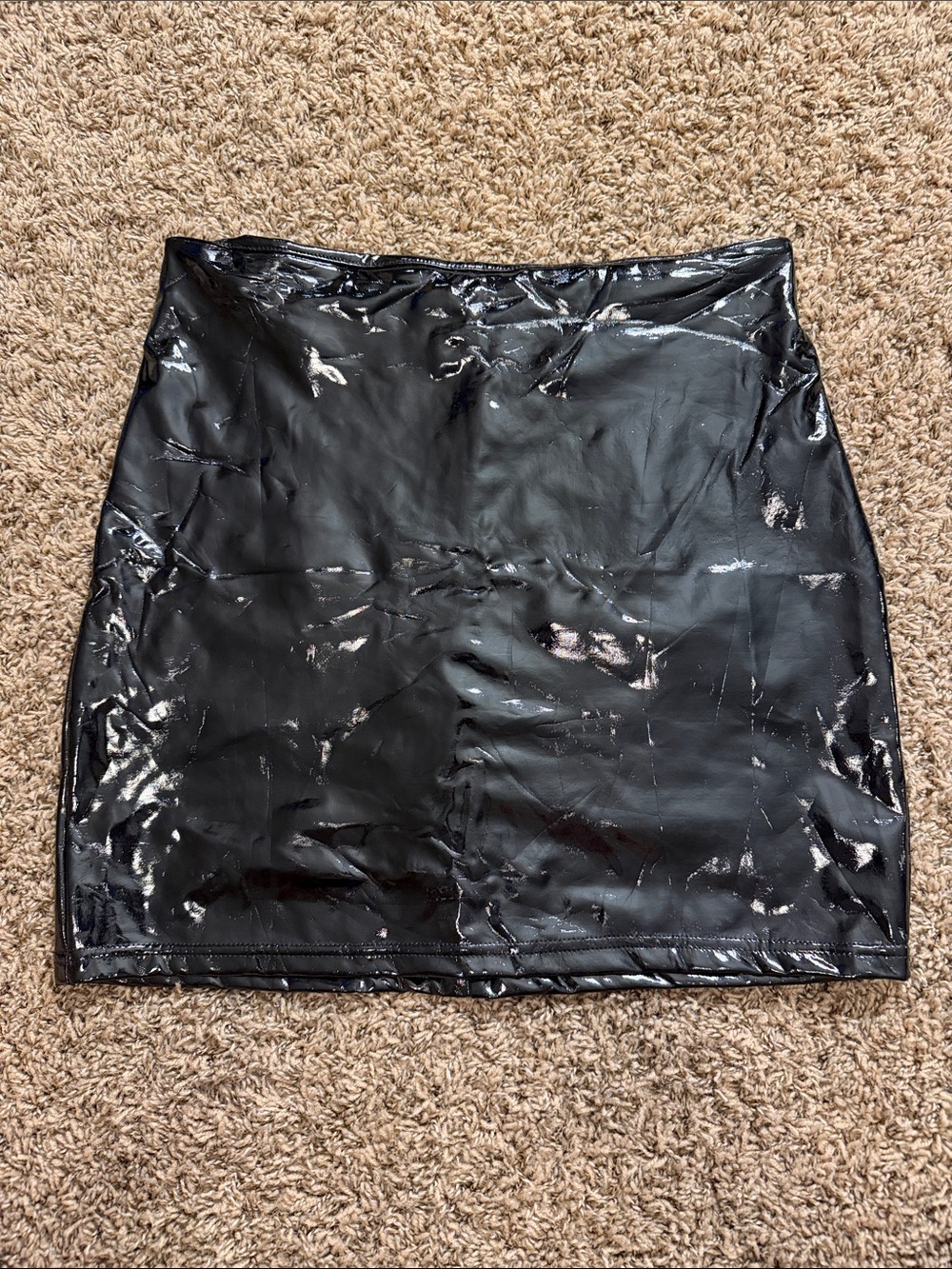 Source Unknown Black Patent Mini Skirt